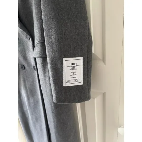 Gray Long Coat Premium Cotton Blend Elegant Women Coat - Picture 7 of 9